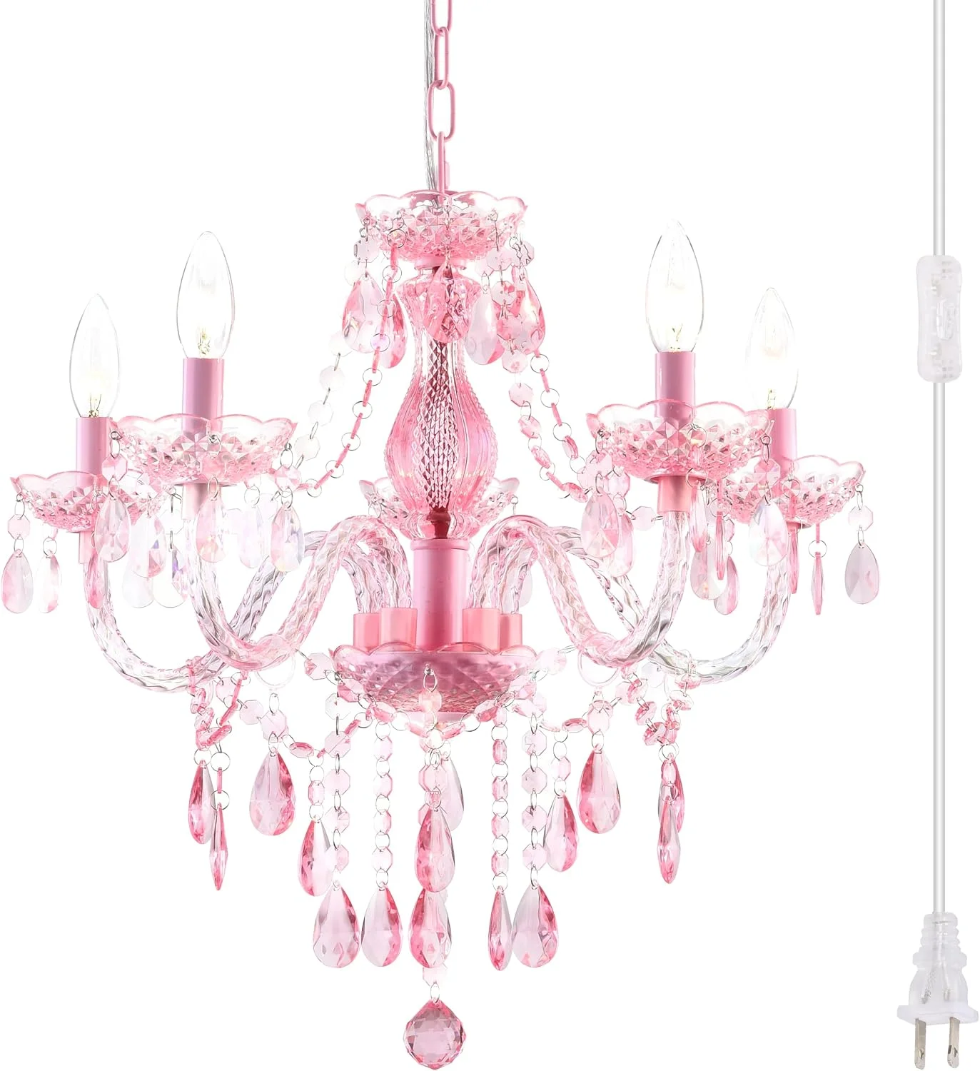 Crystal Clear Chandelier 5-Light Pendant Ceiling Lighting Fixture - Image 3