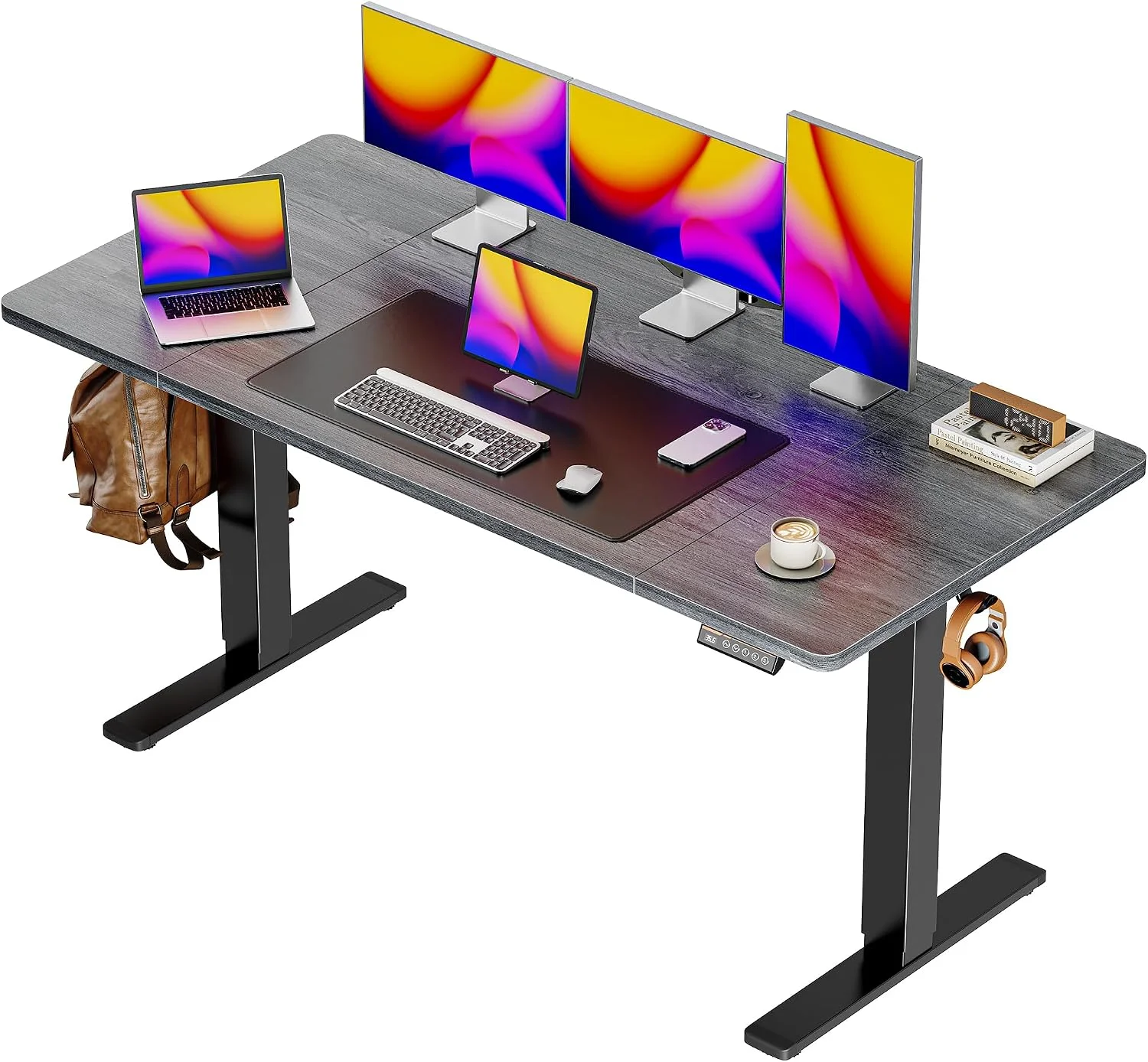 55 x 28 Large Electric Standing Desk, Height Adjustable Computer Desk, 27.6 Deep Desktop - Image 12