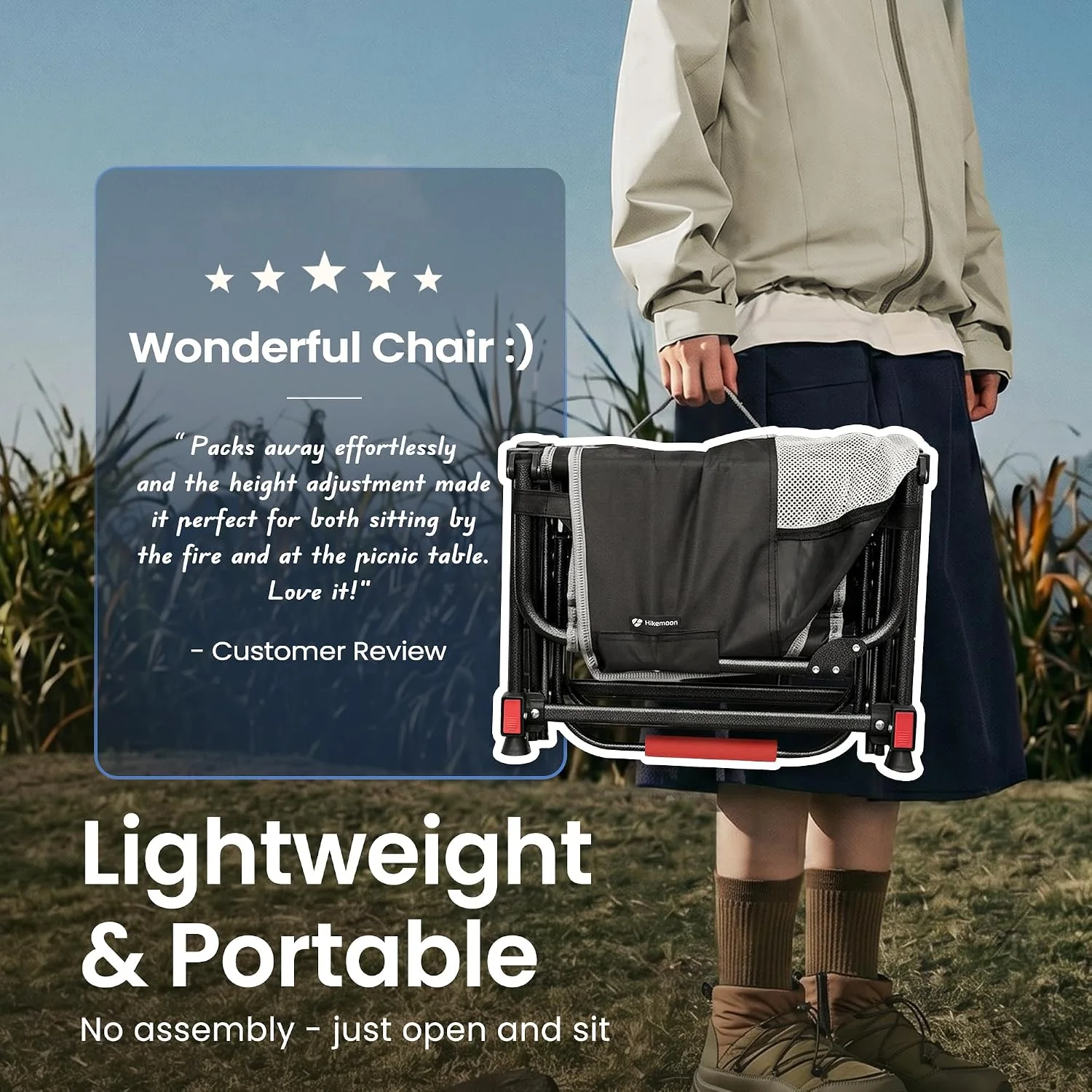 Folding Camping Director Chairs, Adjustable Height - Image 7