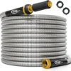 Garden Hose 100FT, 304 Stainless Steel Metal Water Hose, 500 PSI