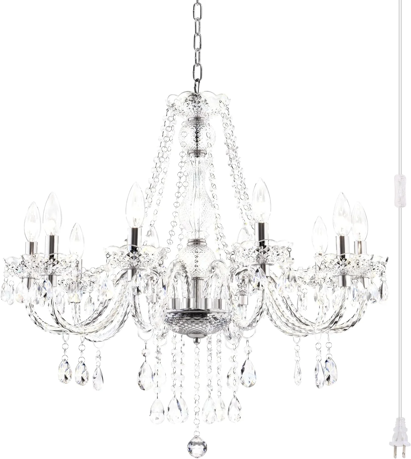 Crystal Clear Chandelier 5-Light Pendant Ceiling Lighting Fixture