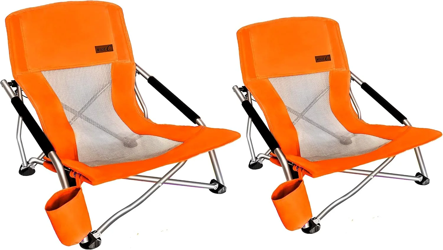 C Low Beach Camping Folding Chair, Compact Backpacking River Sand Chair for Adults 2 Pack, Festival (2 Pack Blue) - Image 2