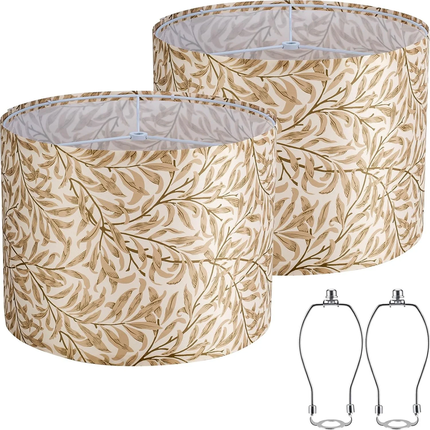 White 13 Drum Lamp Shades Set of 2 with Harps - Image 2
