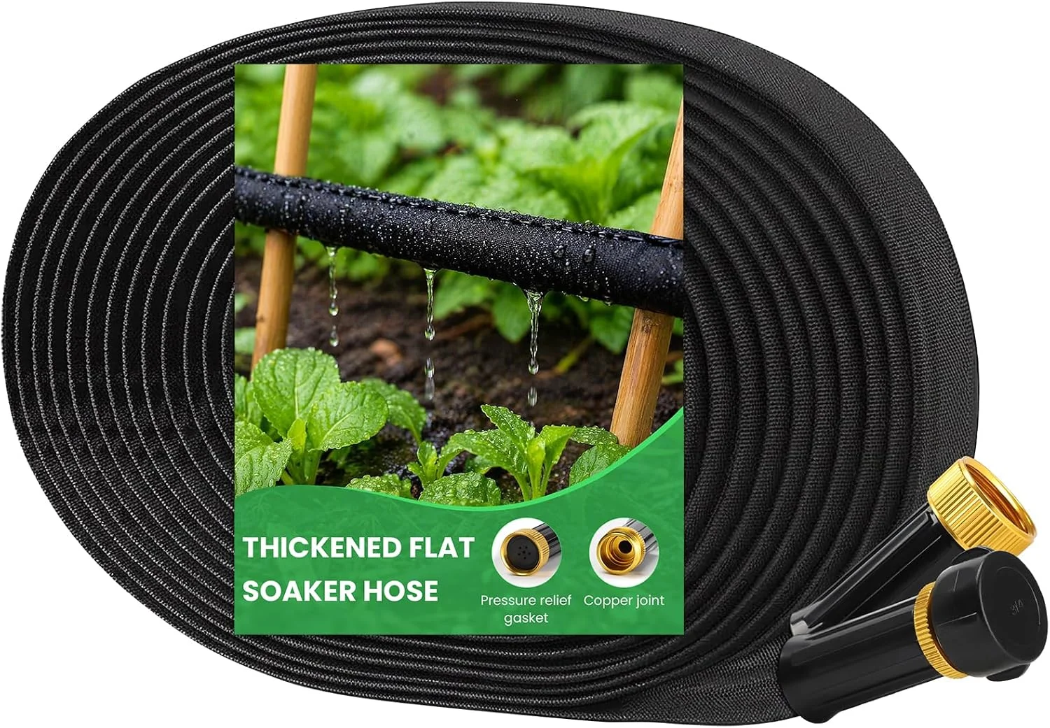 2026 Thickened Flat Soaker Hose 200Ft with Copper Joint, Saving 80% Water, 1mm Hose, 360??Swival Handle - Image 3