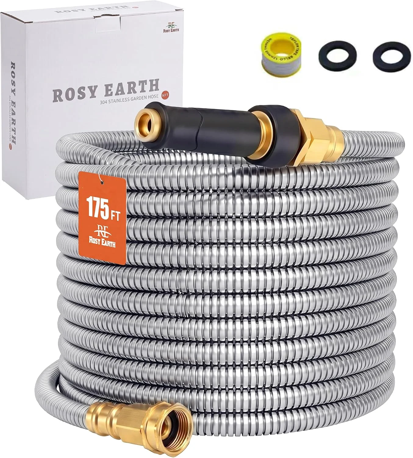 Earth Stainless Steel Garden Hose 100 FT, Heavy Duty Expandable Water Hose - Image 2