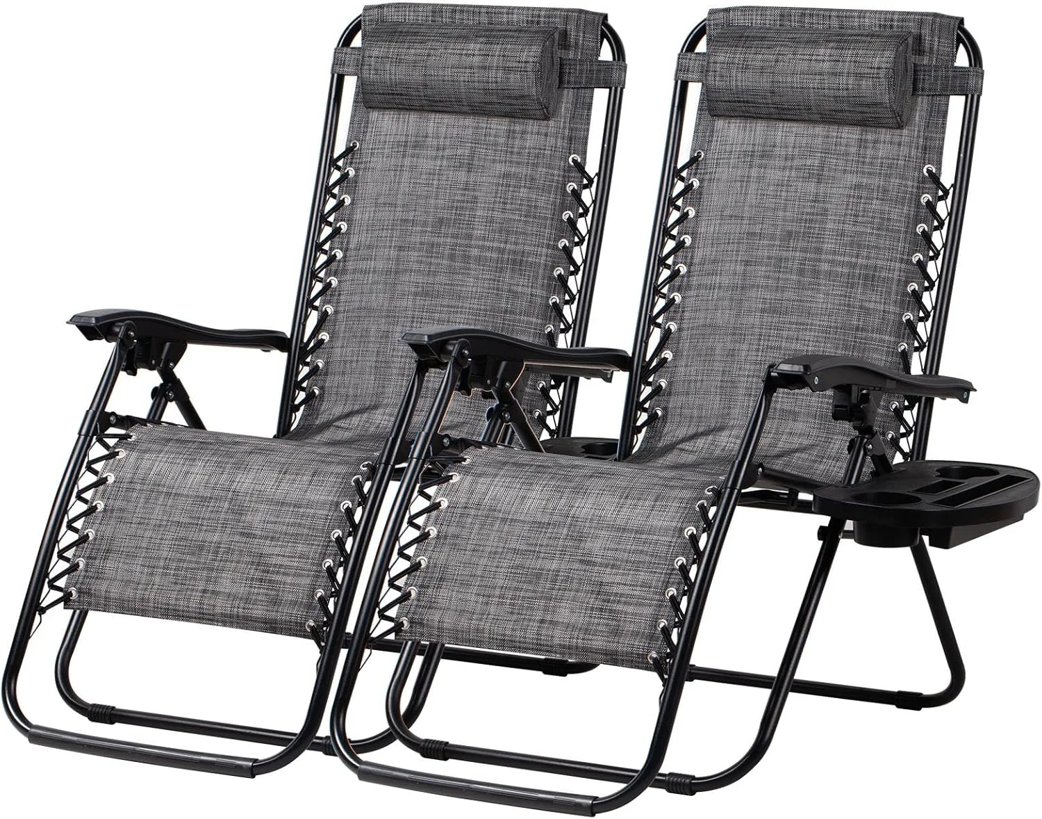 Set of 2 Relaxing Recliners Patio Chairs Adjustable Steel Mesh Zero Gravity Lounge Chair Beach Chairs with - Image 11