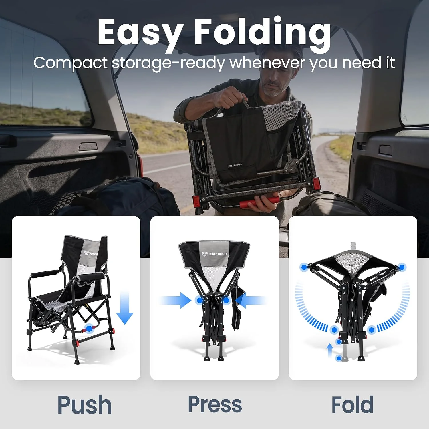 Folding Camping Director Chairs, Adjustable Height - Image 5