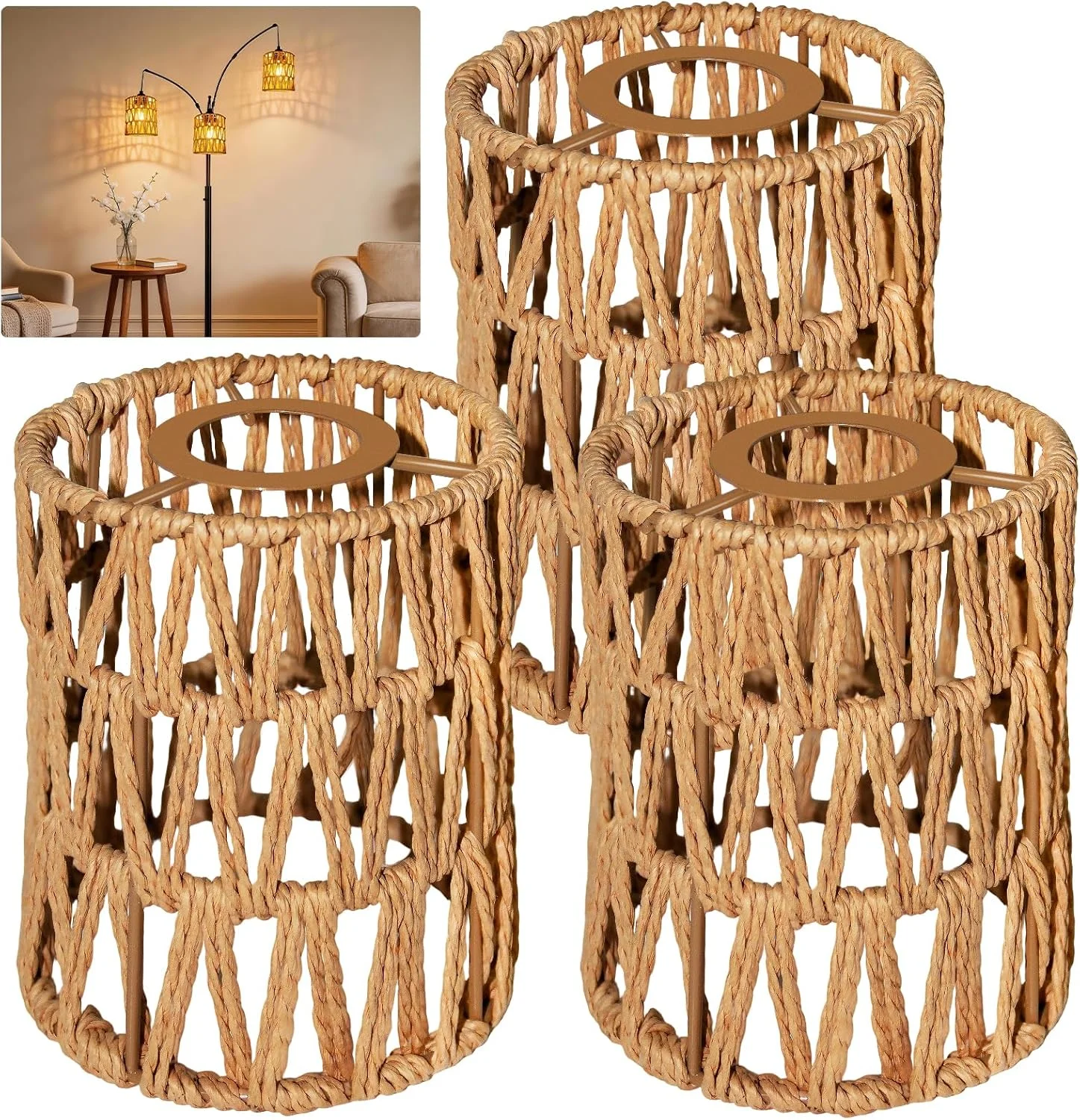 Hanging Light Lamp Shades Boho Rattan Lamp Shades - Image 4