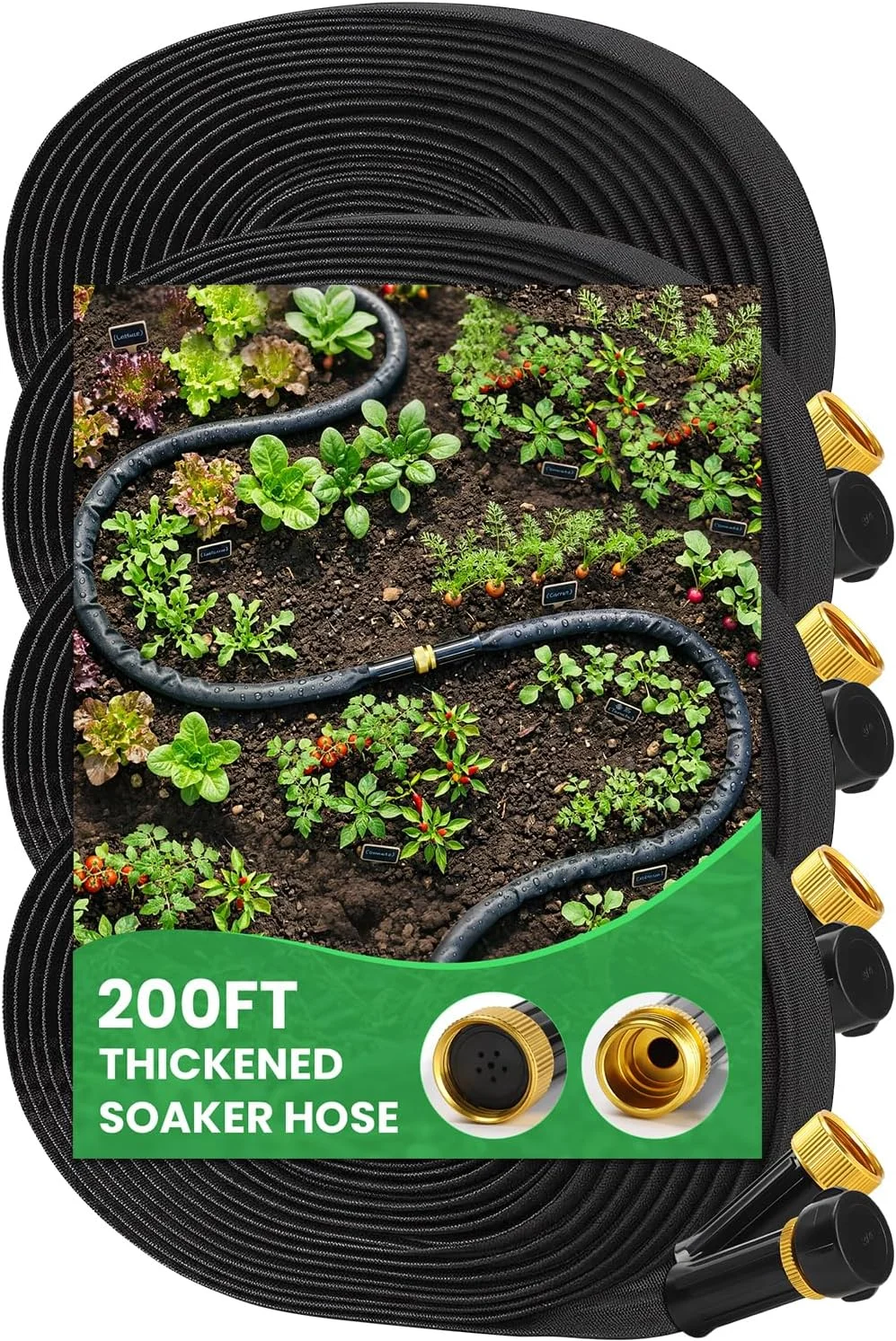 2026 Thickened Flat Soaker Hose 200Ft with Copper Joint, Saving 80% Water, 1mm Hose, 360??Swival Handle - Image 2