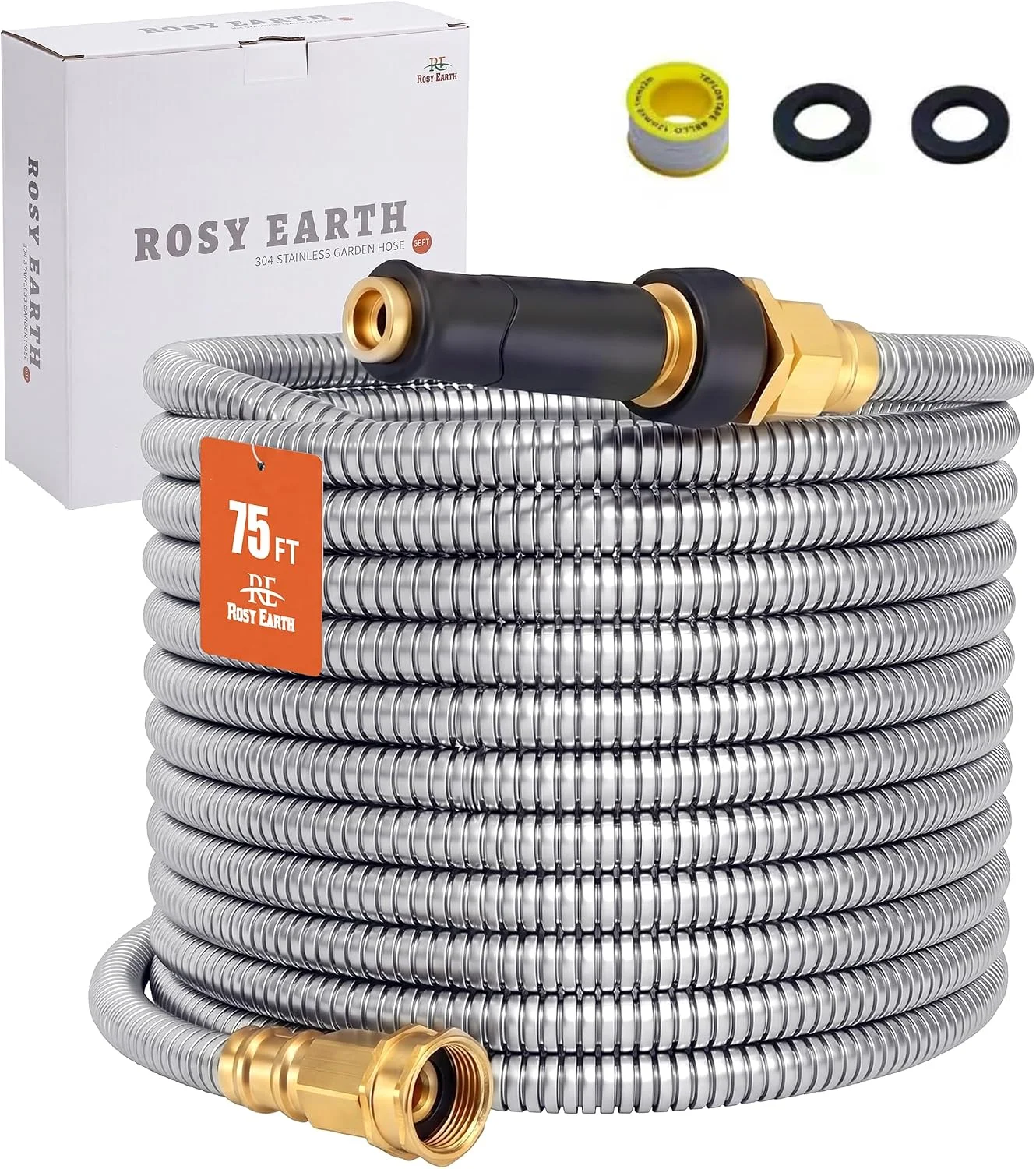 Earth Stainless Steel Garden Hose 100 FT, Heavy Duty Expandable Water Hose - Image 7