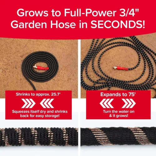 Alternative view of Hose 75 FT Copper Head Expandable Garden Hose with Pocket Pivot, No Tangles, 360?? Swivel