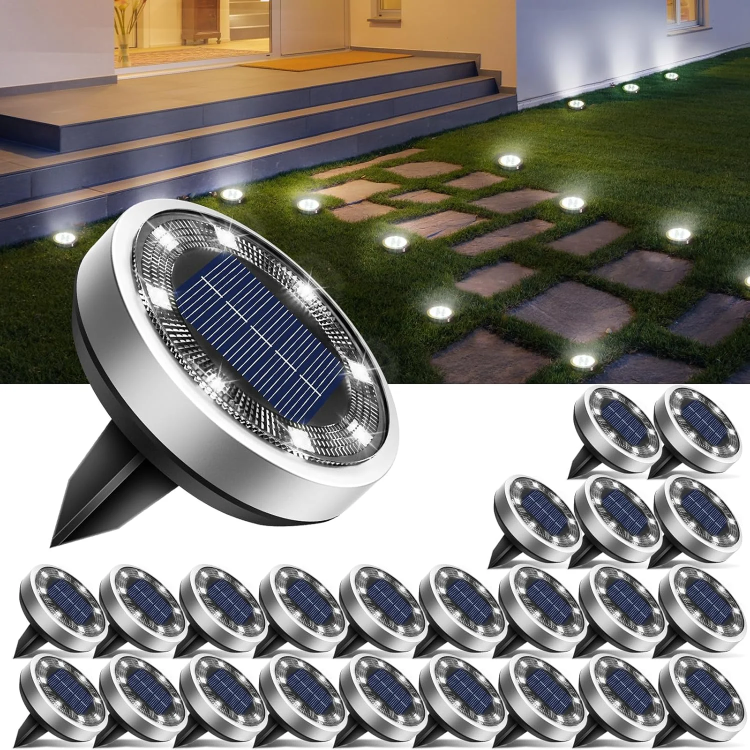 16 Pack Solar Lights Outdoor Waterproof, 8 LED Solar Ground Lights - For Home Projects - Image 9