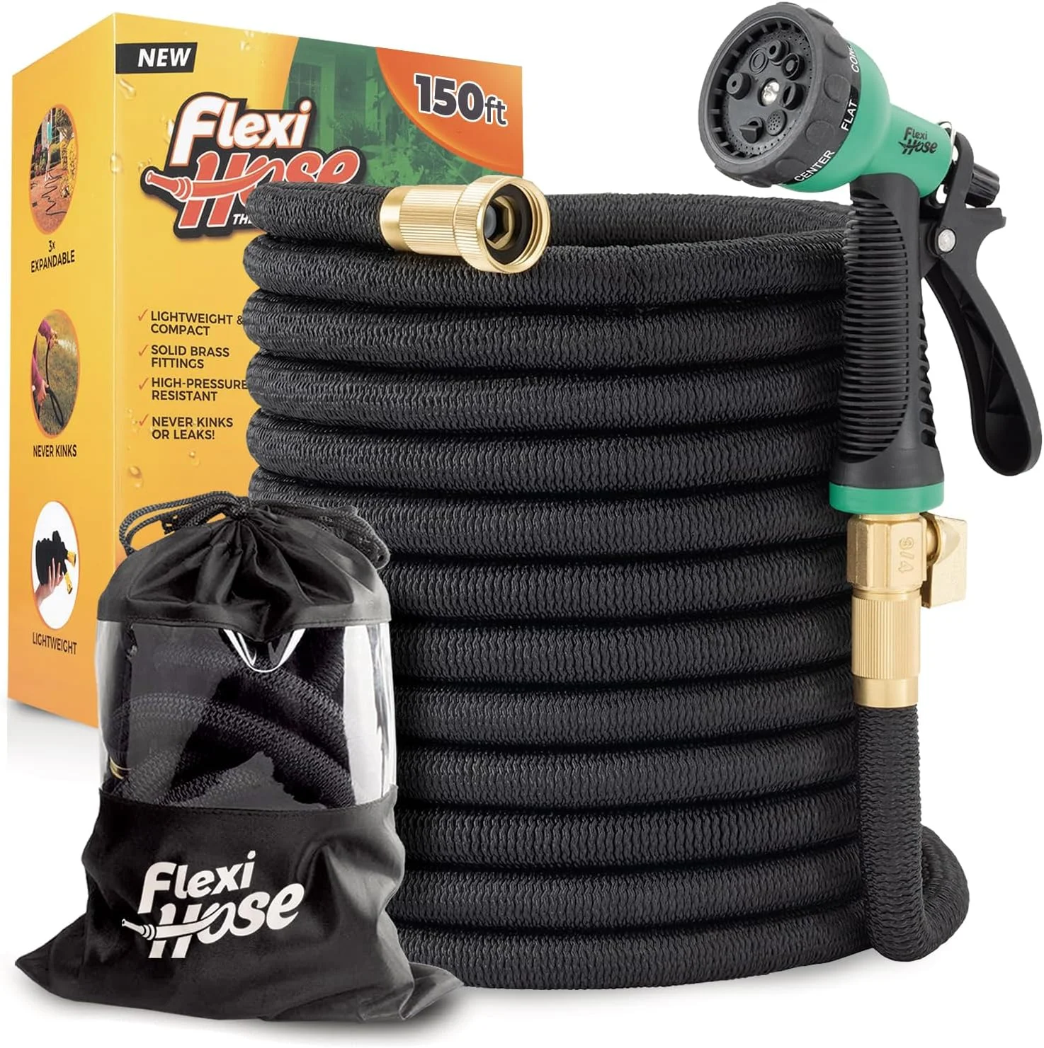 Hose Plus Expandable Garden Hose with 8 Function Nozzle, 100FT, Lightweight Retractable Garden Hose - Image 3
