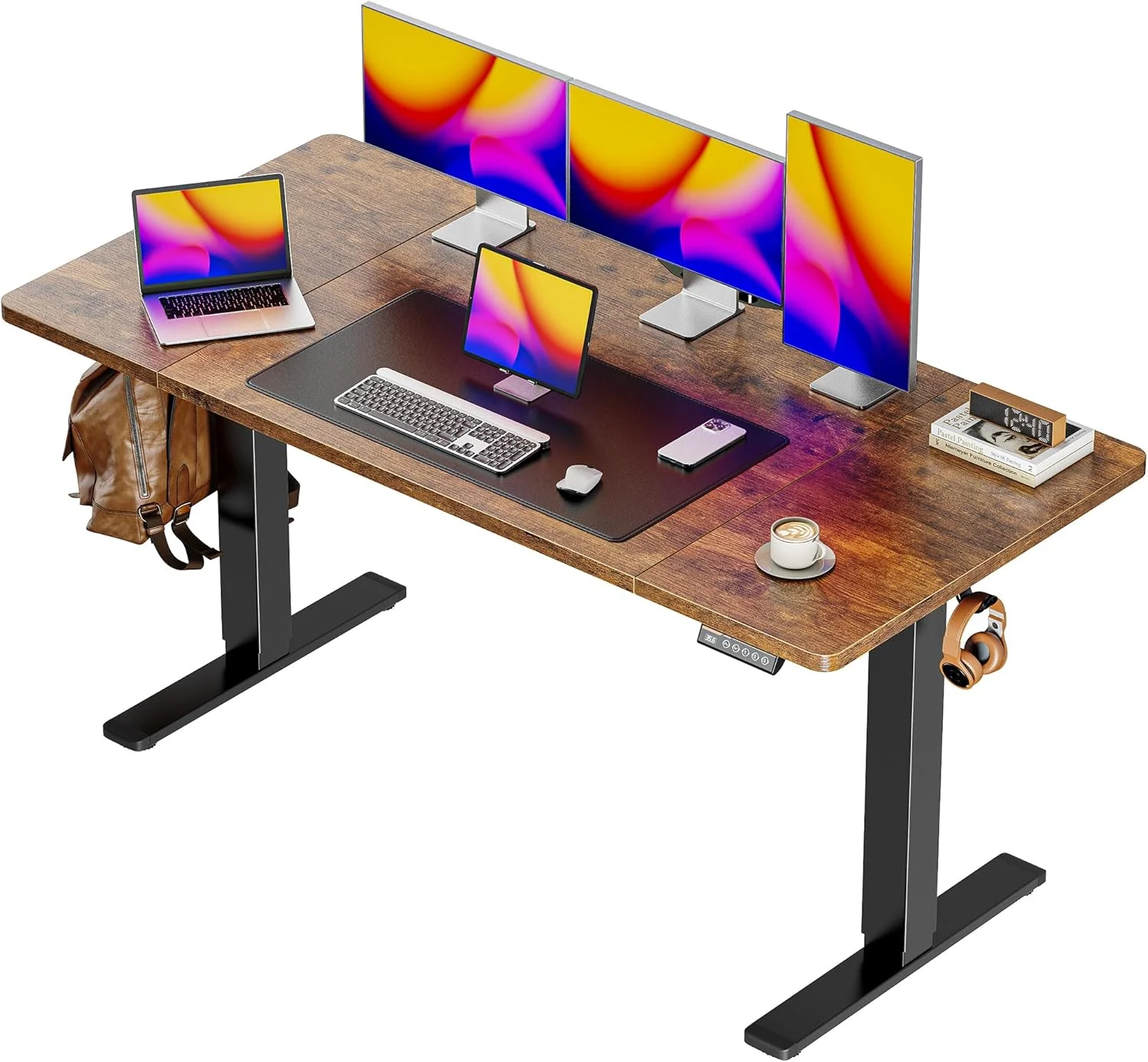 55 x 28 Large Electric Standing Desk, Height Adjustable Computer Desk, 27.6 Deep Desktop - Image 3