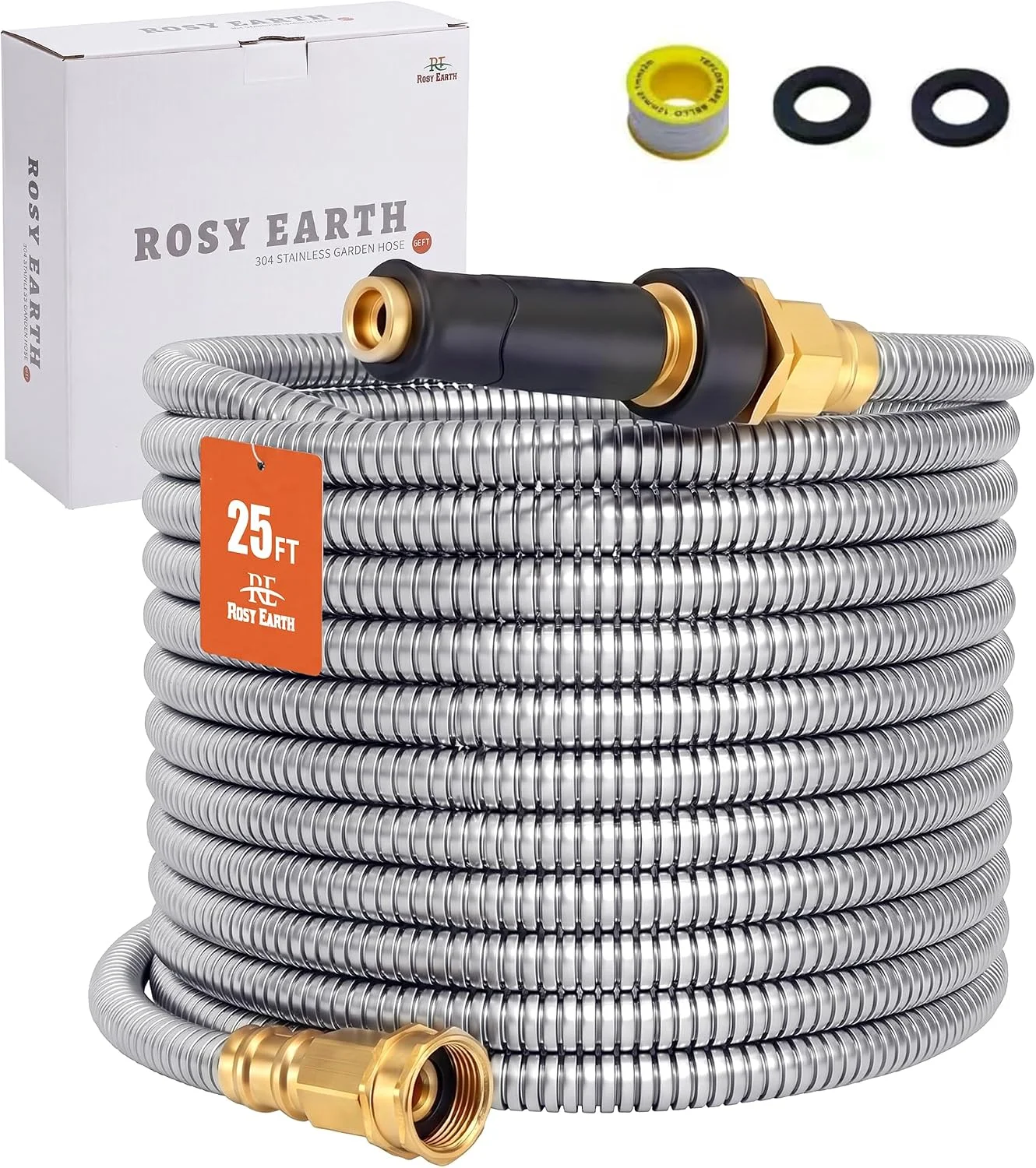 Earth Stainless Steel Garden Hose 100 FT, Heavy Duty Expandable Water Hose - Image 9