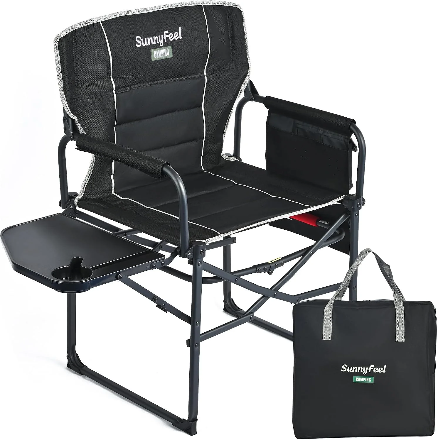 Camping Directors Chair, Heavy Duty, Oversized Portable Folding Chair with Side Table - Image 2