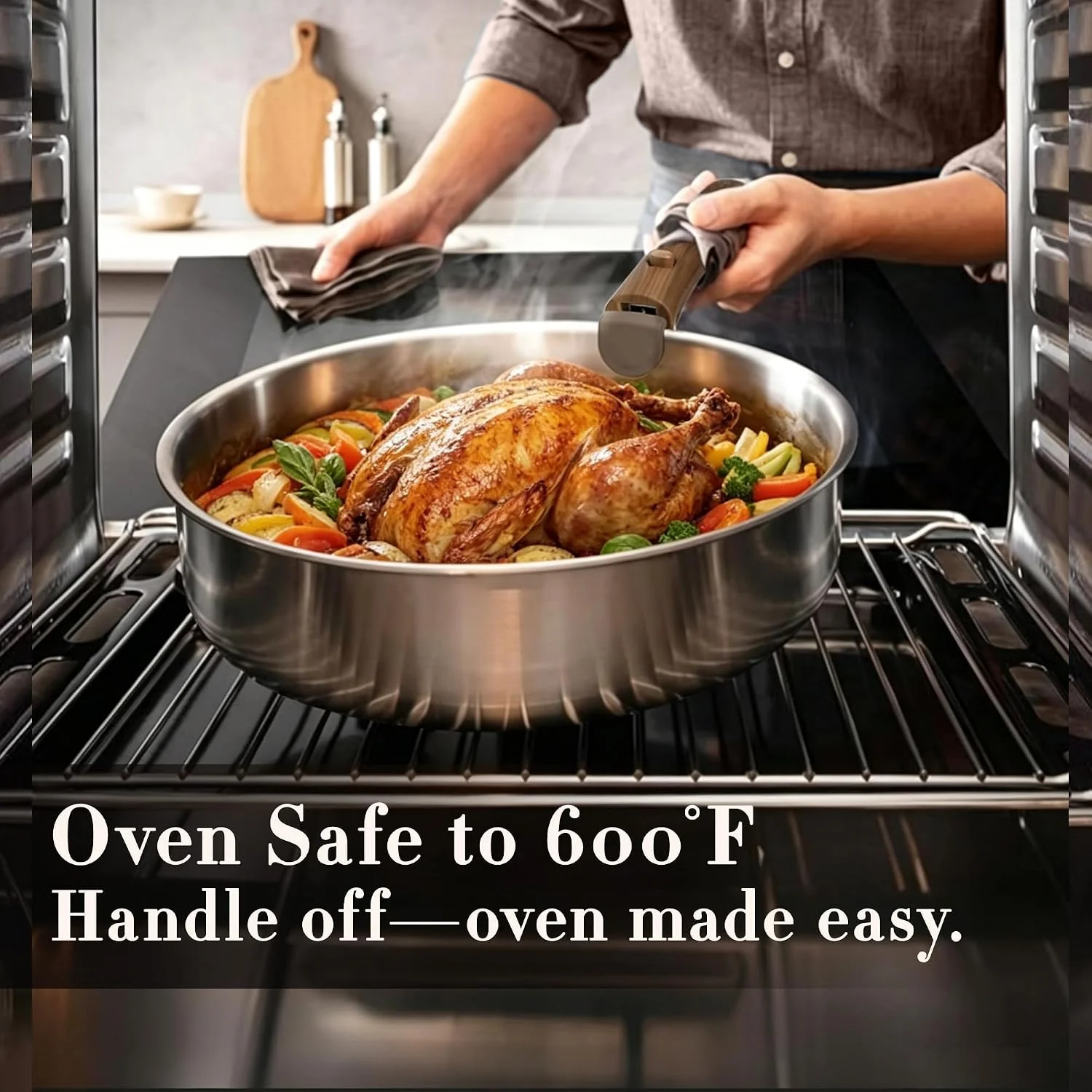 19pcs Stainless Steel Cookware Set with Detachable Handle, Pots and Pans Set - Image 9