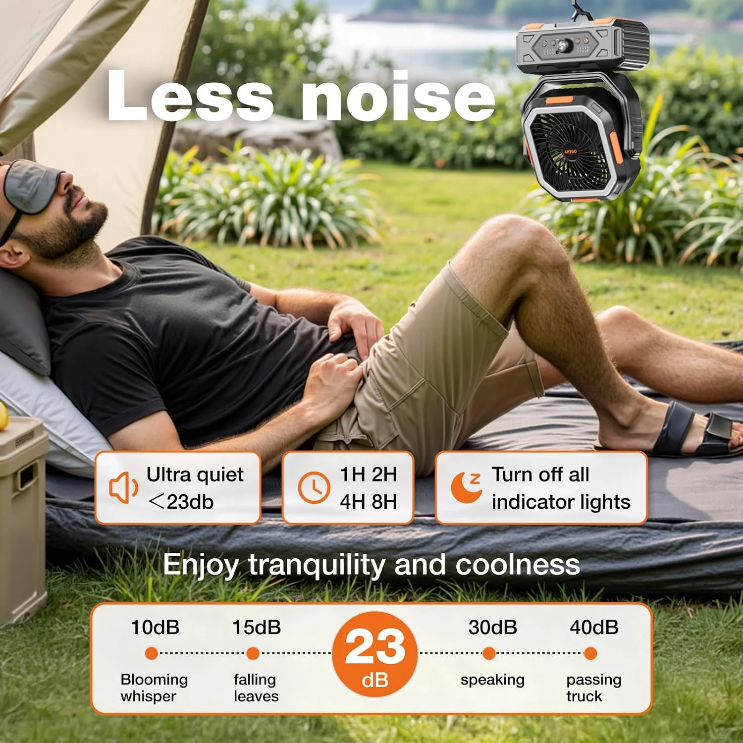 Portable Fan Rechargeable, 30000mAh Camping Fan for Tent, RV & Outdoor with Up to 322H Runtime - Image 7