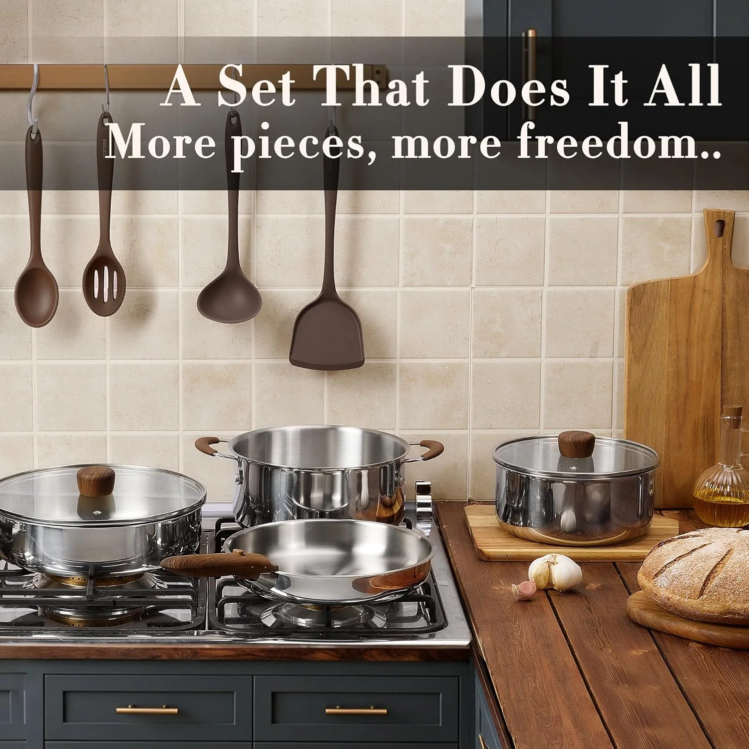 19pcs Stainless Steel Cookware Set with Detachable Handle, Pots and Pans Set - Image 7
