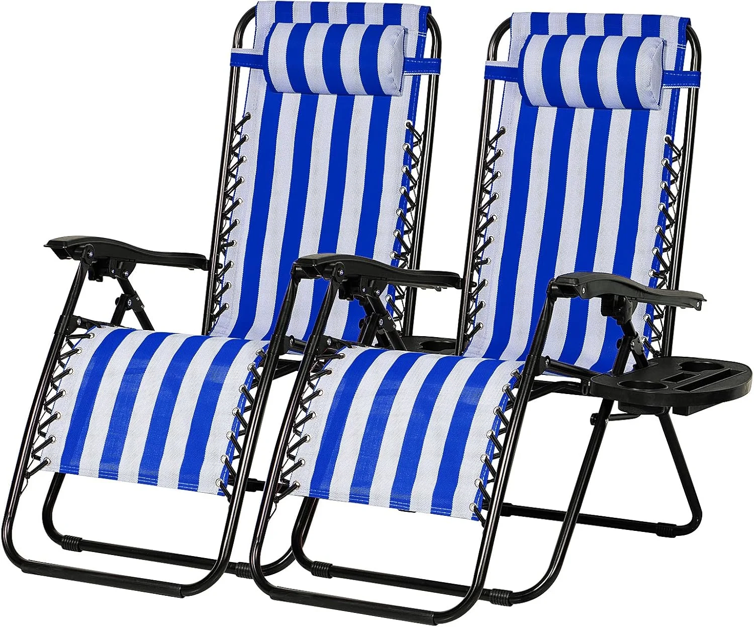 Set of 2 Relaxing Recliners Patio Chairs Adjustable Steel Mesh Zero Gravity Lounge Chair Beach Chairs with - Image 7