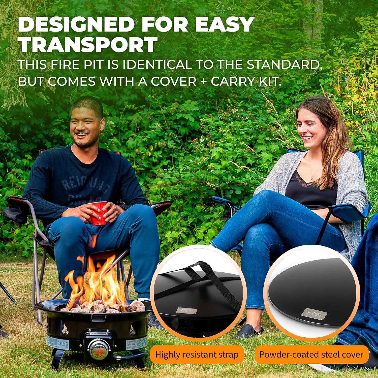 Living Portable Propane Fire Pit, 19-inch, 58, 000 BTU with Fire Pit Cover & Carry Kit, Black 893 Deluxe - Image 7