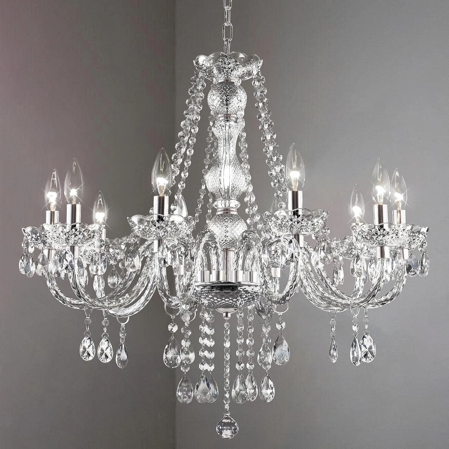 Crystal Clear Chandelier 5-Light Pendant Ceiling Lighting Fixture - Image 4