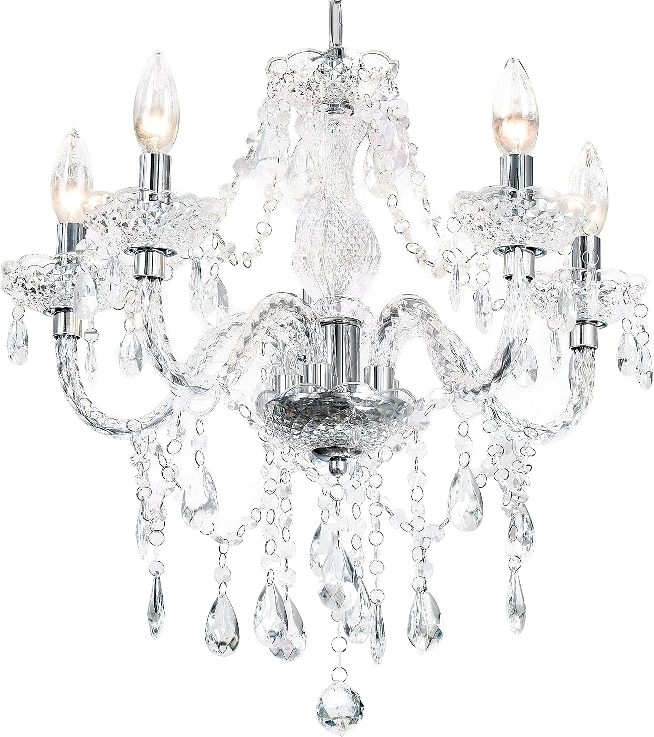 Crystal Clear Chandelier 5-Light Pendant Ceiling Lighting Fixture - Image 6