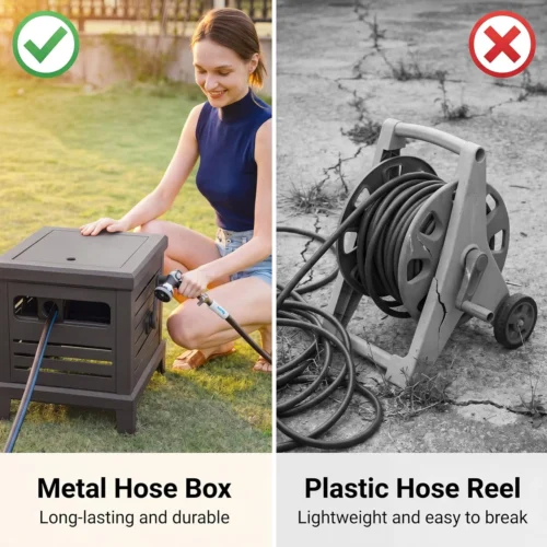 Alternative view of Hose Reel, Heavy Duty Metal Deck Box Hideaway Holds 125 ft x 5/8 Hose