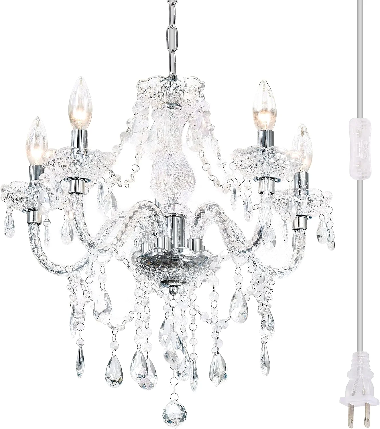 Crystal Clear Chandelier 5-Light Pendant Ceiling Lighting Fixture - Image 5
