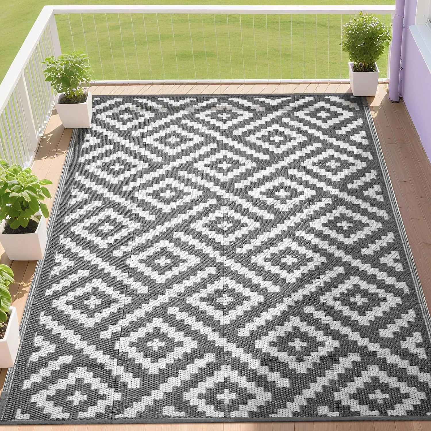 Outdoor Rugs 8'x10' Waterproof for Patios Clearance, Plastic Straw Mats for RV - Image 4