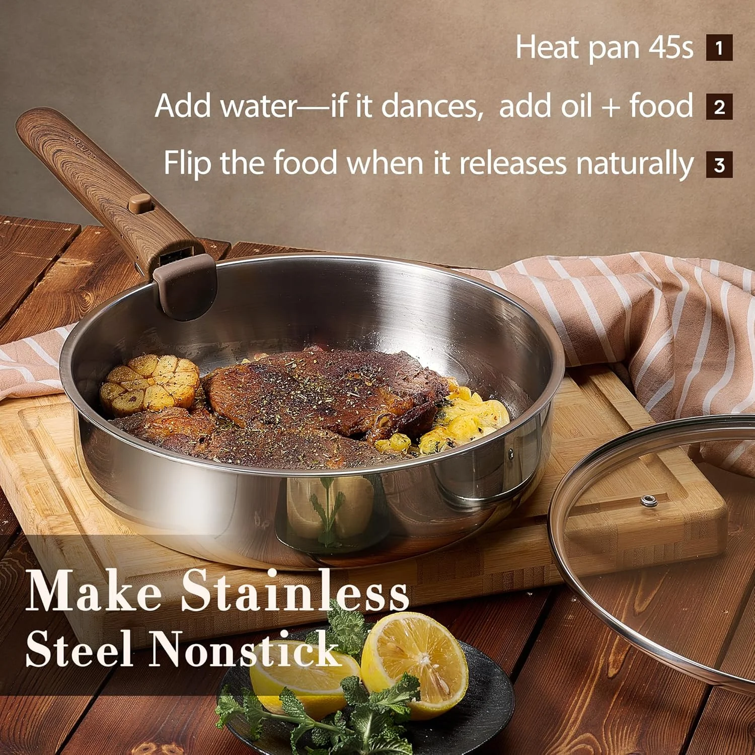 19pcs Stainless Steel Cookware Set with Detachable Handle, Pots and Pans Set - Image 4