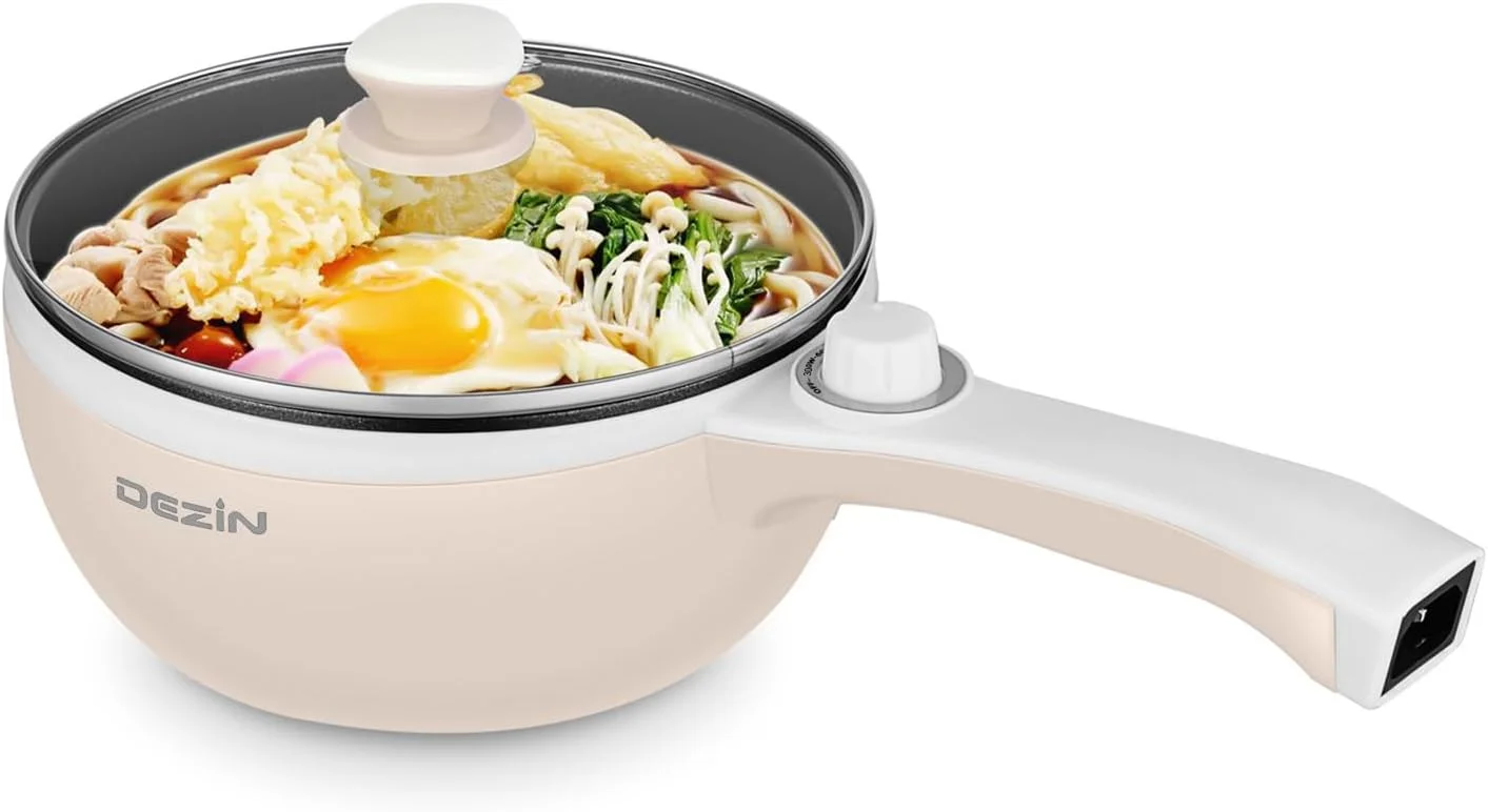 Dezin Hot Pot Electric, 1.5L Non-Stick Portable Electric Pot, Dual Power - Image 3