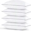 Pillows Standard Size Set of 4 - Bed Pillows for Sleeping 4 Pack, Cooling Supportive Hotel Pillows with Premium Soft Down Alternative Fill for Side Stomach and Back Sleepers