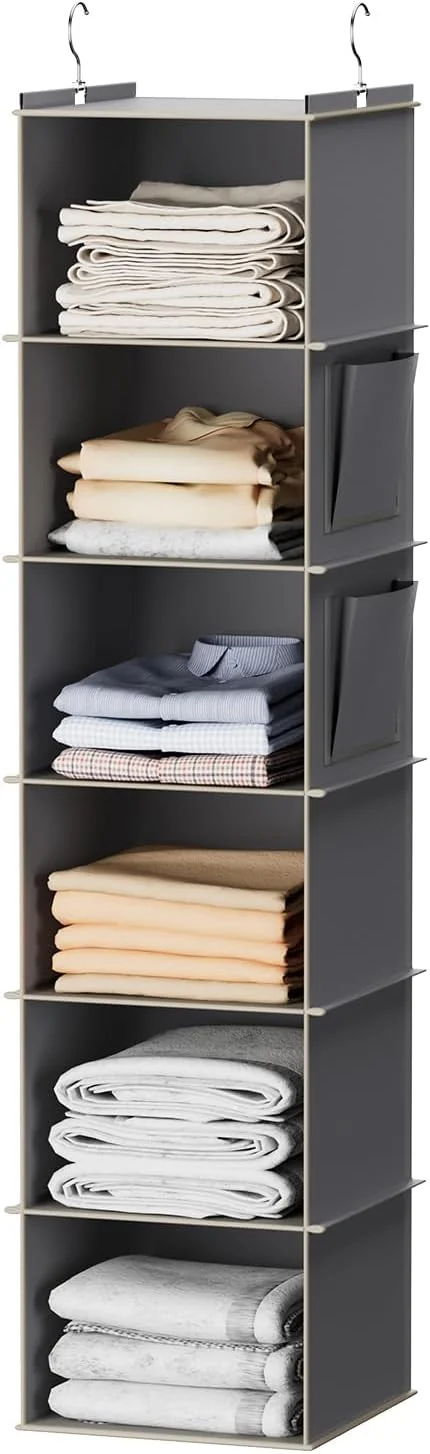 YOUDENOVA Hanging Closet Organizer and Storage, 6-Shelf, Grey - Image 3