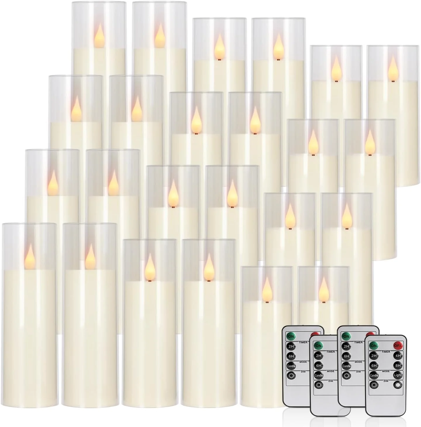 24-Pack LED Flameless Candles with Remote Control -Flickering Electric Candles- Timer Candles -3D Flame, for Halloween Christmas Parties, Wedding - Image 2