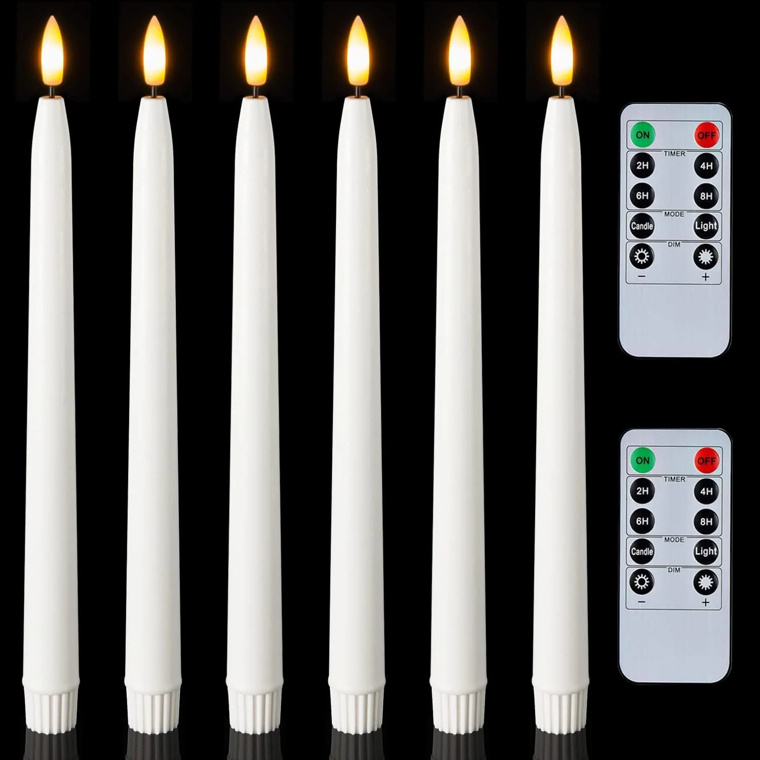 Black Flameless Taper Candles with Remote and Timer, Real Wax LED Taper Candles Battery Operated, Flickering Candle Sticks for Party Halloween Indoor
