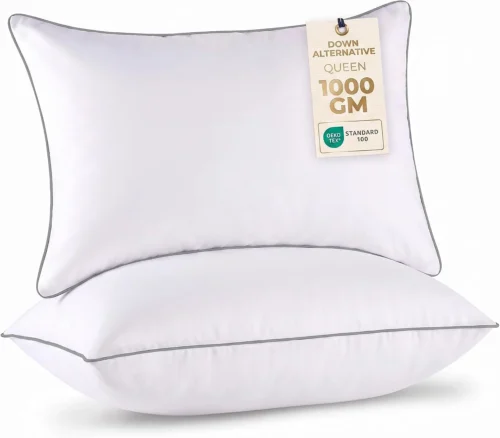 Utopia Bedding Pillows King Size 2 Pack, Firm Cooling Pillow, Navy Piping