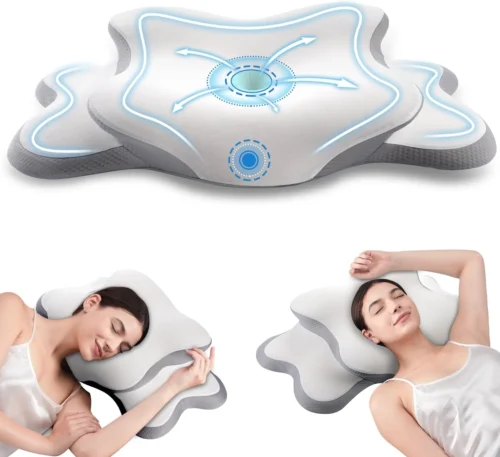 Delyoly Cervical Neck Pillow for Sleeping - Memory Foam Contour Pillow,Grey