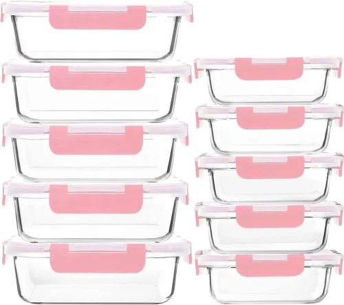 MCIRCO 10 Pack Glass Food Storage Containers with Lids, White