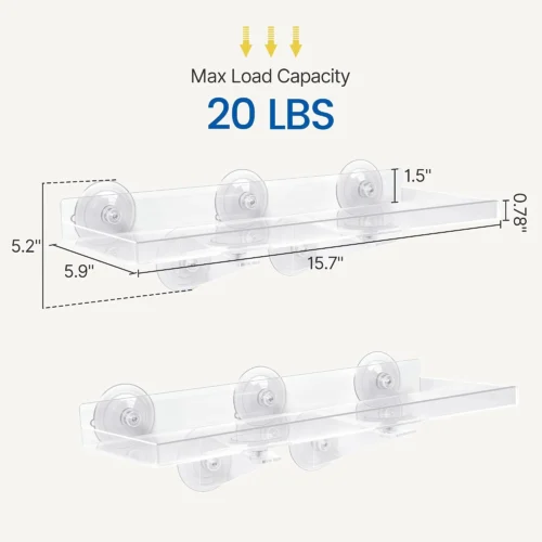 Alternative view of Pack Window Plant Shelves, 15.7 x 5.9 Inch Heavy Duty Suction Cup Shelf