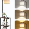 Floor Lamp with Table Shelves, End Side Table for Living Room
