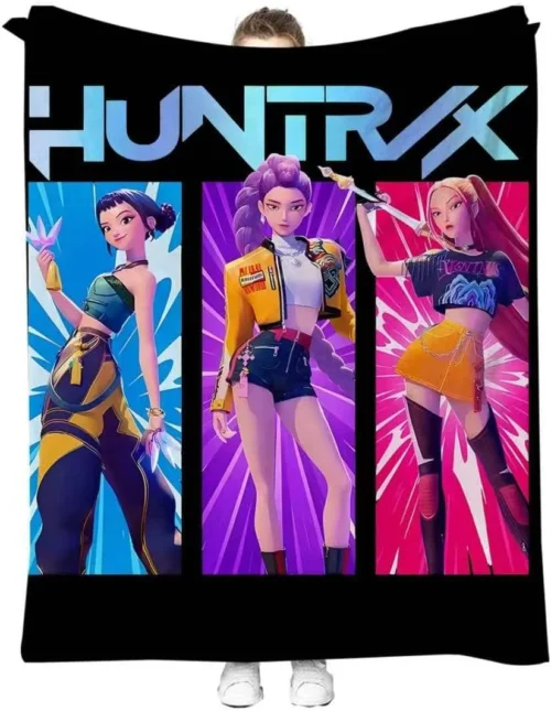 Alternative view of K Pop D.e.mon Hunters Soft and Warm Blanket Specially Designed for Children.It Measures 55 inches by 40 inches.It is Suitable for Placing on Sofas and Chairs, and can be Used in The Living Room (black)