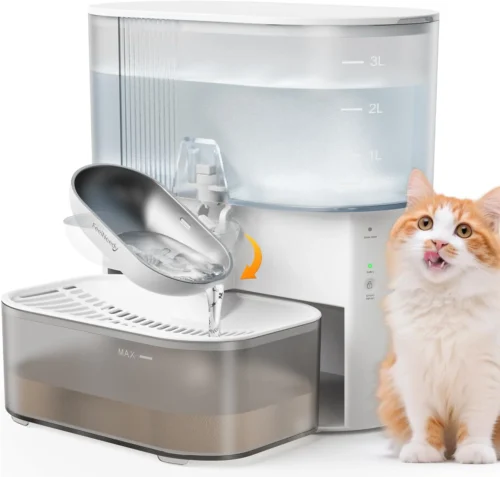 Alternative view of Cat Water Fountain – Wastewater Separation,Filter-Free,Stainless Steel Bowl,FEELNEEDY Wireless Water Fountain Indoor Cat,Fontaine Pour Chat,Cordless Rechargeable Battery Operated,Black