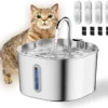 Cat Water Fountain Stainless Steel:74oz/2.2L Cat Fountain for Drinking