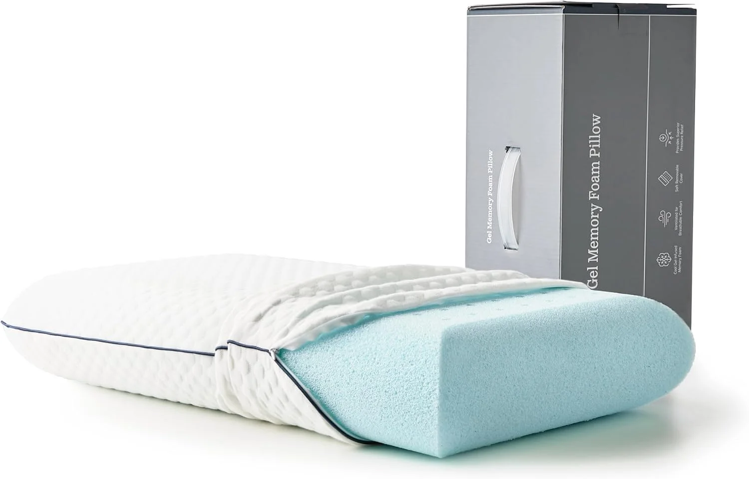 WEEKENDER Ventilated Gel Memory Foam Pillow - Washable Cover - Queen Size(Pack of 1), White - Image 3