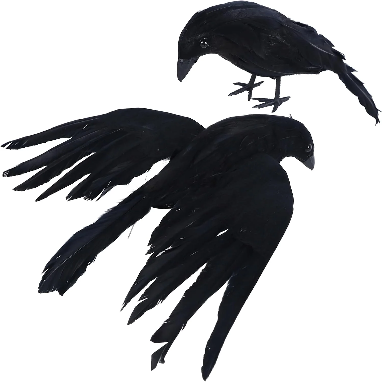 Halloween Crow Decorations 6 Pack Fake Black Crows and Ravens - Image 3