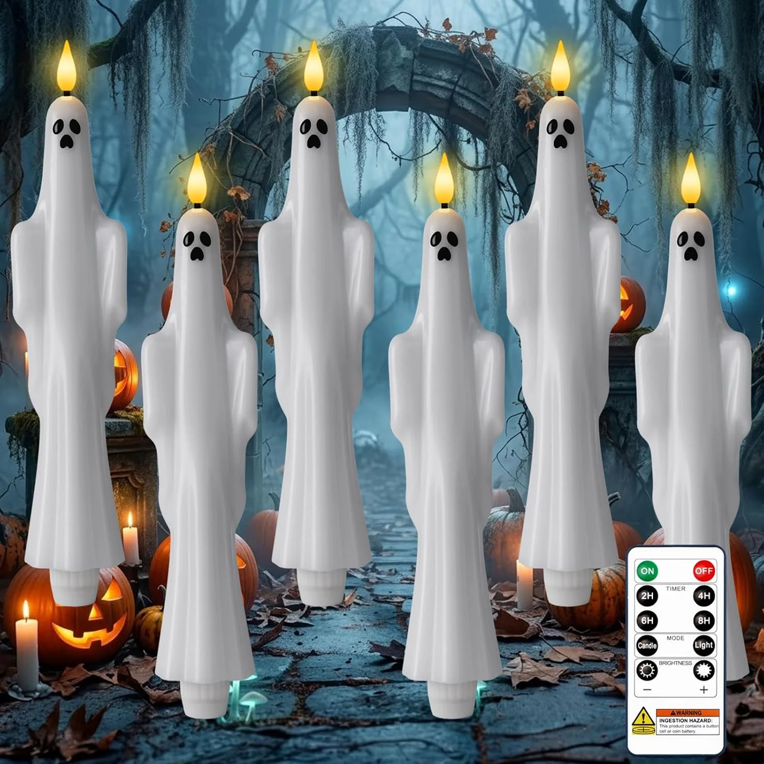Black Flameless Taper Candles with Remote and Timer, Real Wax LED Taper Candles Battery Operated, Flickering Candle Sticks for Party Halloween Indoor - Image 4