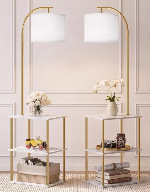 Lamp with Table 2-Pack, Nightstands End Side Table for Living Room