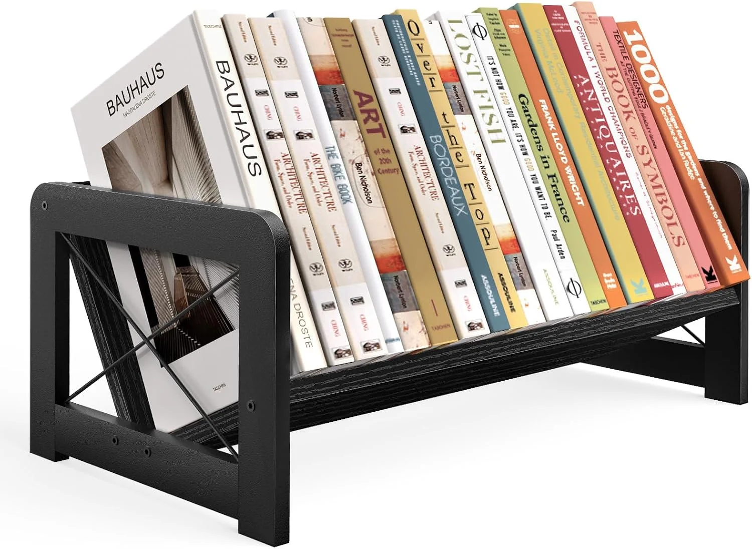 Desktop Bookshelf Organizer, Wood Slanted Desk Bookshelf, Small Tabletop Book Rack, Portable Mini Bookcase for Book Display, Cookbooks, Kids Reading, Office & Home Storage, Rustic Brown - Image 4