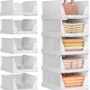 SNSLXH 5 Pack Stackable Closet Organizers and Storage,Closet Storage Basket